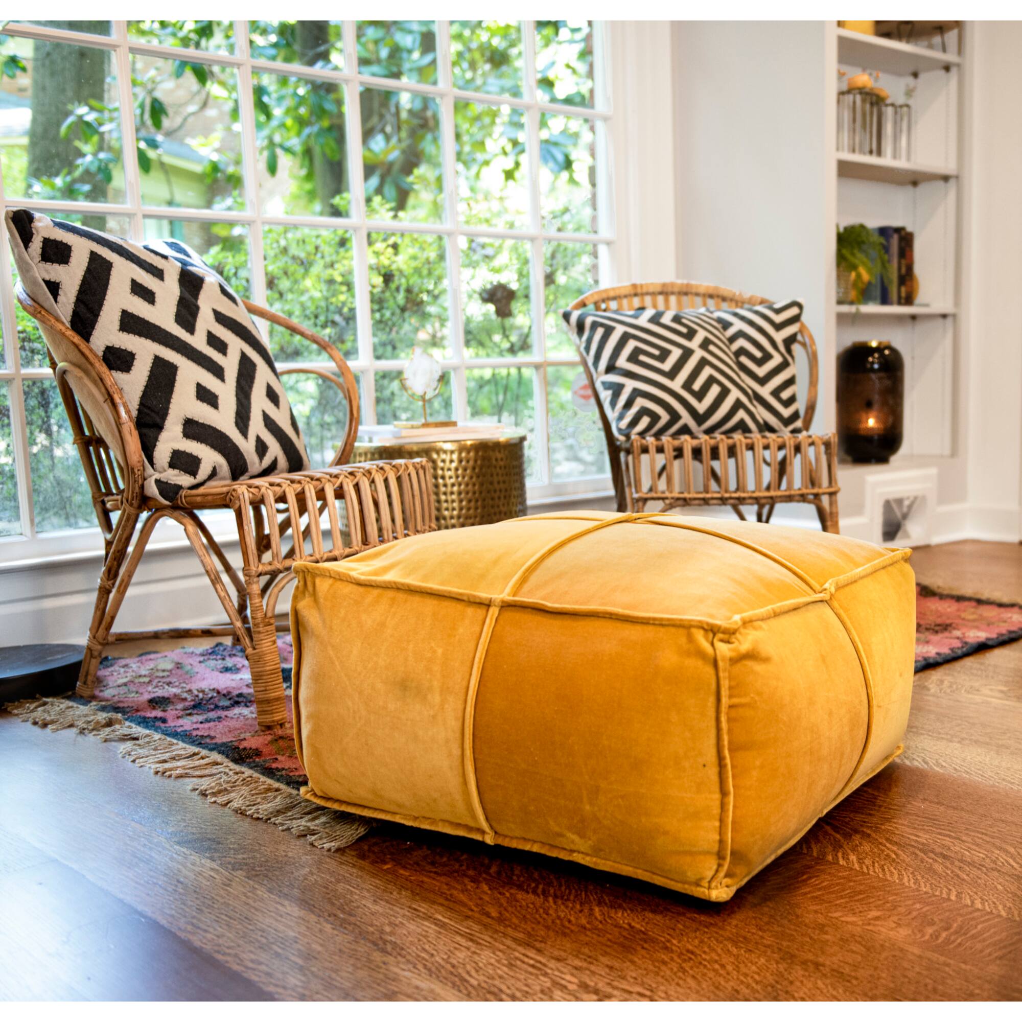 Hello Honey® 24" Square Cotton Velvet Pouf